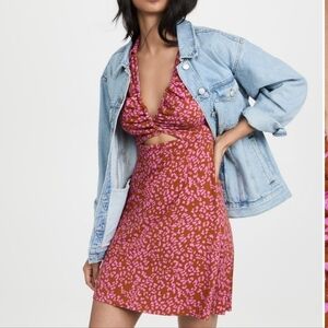 Free People Women's Marsaille Front-Cutout Tie-Waist Mini Dress Rust